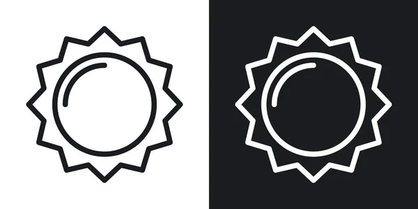 Солнечный или солнечный значок для наложения прогноза погоды или стерео. Двухцветная версия на черно-белом фоне — стоковый вектор