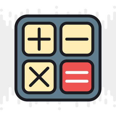 Calculator app icon for smartphone, tablet, laptop or other smart device with mobile interface. Minimalistic color version on light gray background