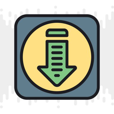 Downloads or download folder app icon for smartphone, tablet, laptop or other smart device with mobile interface. Minimalistic color version on light gray background