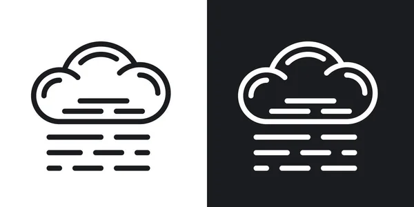 Nevoeiro, névoa ou neblina ícone para aplicação previsão do tempo ou widget. Versão de dois tons em fundo preto e branco — Vetor de Stock