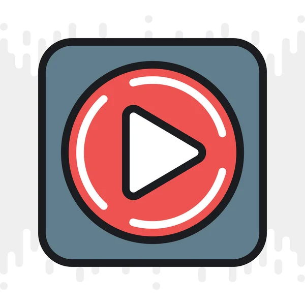 Icono de aplicación de reproductor de vídeo para smartphone, tableta, portátil u otro dispositivo inteligente con interfaz móvil. Versión de color minimalista sobre fondo gris claro — Vector de stock