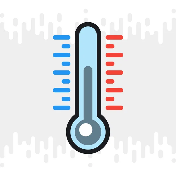 Termometro o icona della temperatura dell'aria per l'applicazione o widget delle previsioni del tempo. Versione a colori su sfondo grigio chiaro — Vettoriale Stock