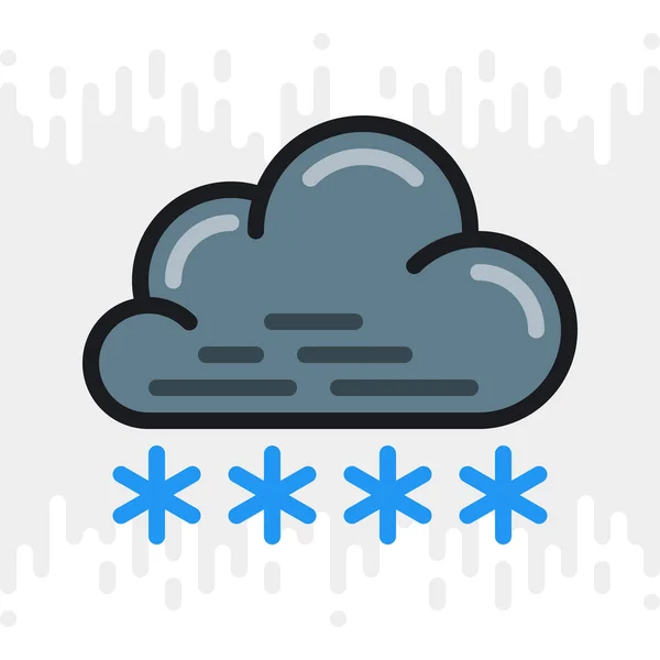 Ícone de neve ou queda de neve para aplicação previsão do tempo ou widget. Nuvem com flocos de neve. Versão de cor no fundo cinza claro — Vetor de Stock