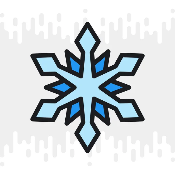 Snow or snowflake icon for weather forecast application or widget. Color version on light gray background — Stock Vector
