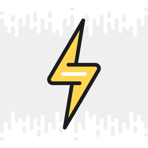 Lightning bolt or thunderbolt icon for weather forecast application or widget. Color version on light gray background — Διανυσματικό Αρχείο