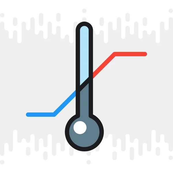 Termómetro con icono de temperatura mínima y máxima para la aplicación de pronóstico del tiempo o widget. Versión en color sobre fondo gris claro — Vector de stock