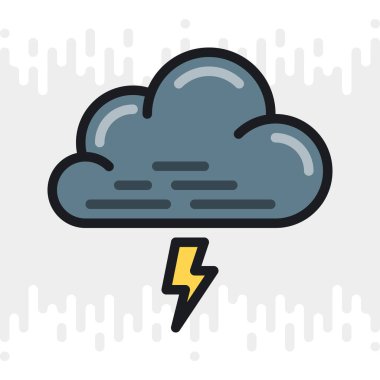 Thundercloud, storm cloud or thunderstorm icon for weather forecast application or widget. Cloud with lightning bolt. Color version on light gray background