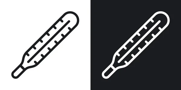 Een medisch thermometer icoon. Eenvoudige tweekleurige vectorillustratie op zwart-witte achtergrond — Stockvector