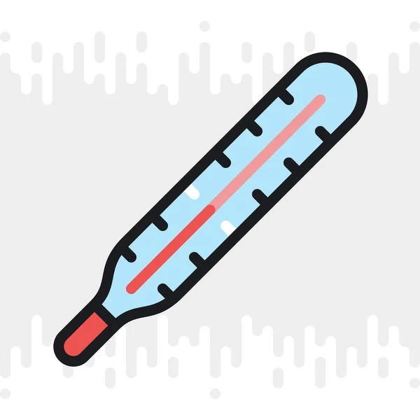 Icono del termómetro médico. Versión de color simple sobre fondo gris claro — Vector de stock