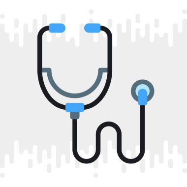 Steteskop ikonu. Açık gri arkaplanda basit renk sürümü