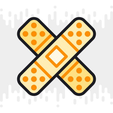 Yapışkan alçı, bandaj veya yara bandı ikonu. Açık gri arkaplanda basit renk sürümü