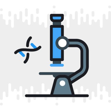 Mikroskop ikonu. Laboratuvar ekipmanı konsepti. Açık gri arkaplanda basit renk sürümü