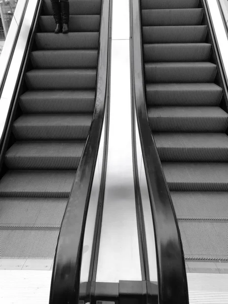 Modern escalator in the shopping center