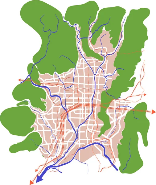 Kyoto Japão Mapa Vetorial Estradas — Vetor de Stock