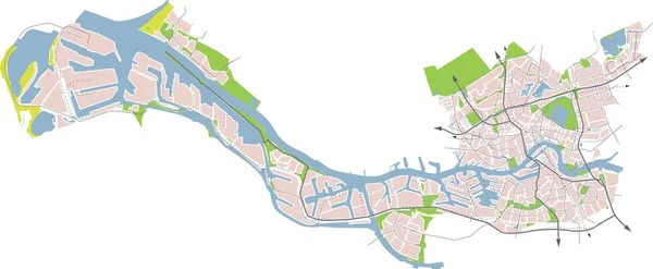 Rotterdam (Hollanda) ve bağlantı noktası Rotterdam vektör harita