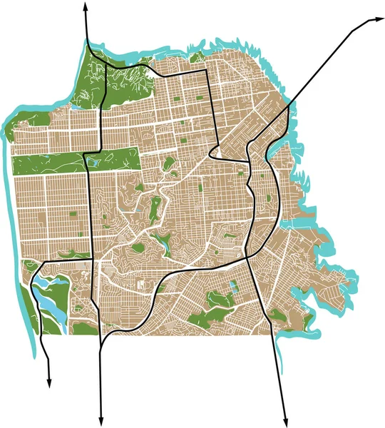 San Francisco California Usa Wektor Mapa — Wektor stockowy