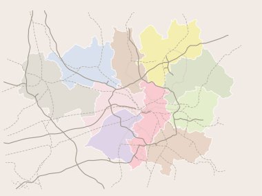Manchester (İngiltere) ve Greater Manchester ulaşım vektör harita