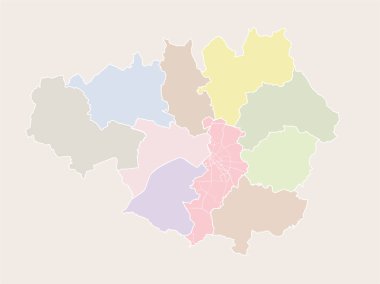 Vektör harita Manchester (İngiltere) ve Greater Manchester metropol ilçeler