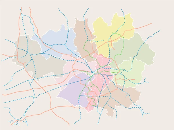 Manchester England Und Das Großräumige Manchester Transport Vektorsystem — Stockvektor