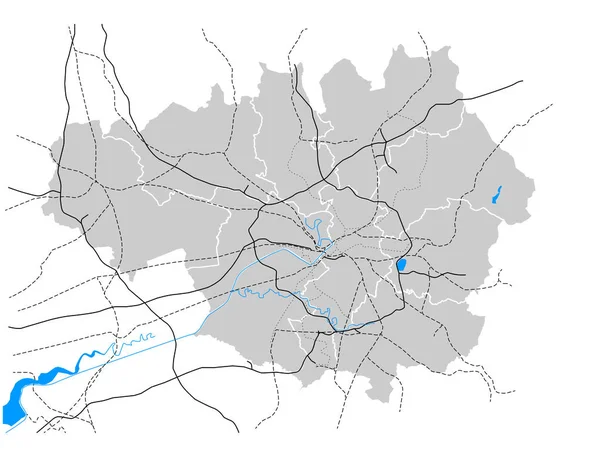 Manchester England Und Die Groβe Manchester Transport Vektorkarte — Stockvektor
