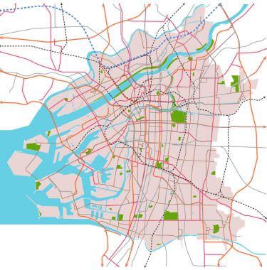 Osaka (Japonya) ulaşım vektör harita