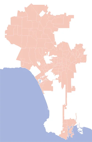 Los Angeles Kaliforniya Abd Vektör Haritası — Stok Vektör