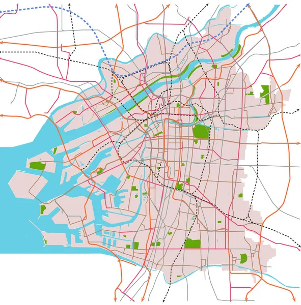 Осака Японія Перевезення Векторні Карти — стоковий вектор