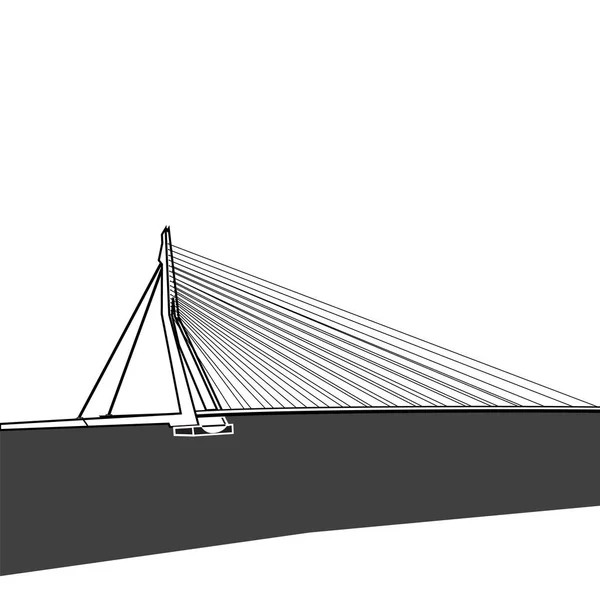 Erasmus Bridge Rotterdam Vektör Simgesi — Stok Vektör