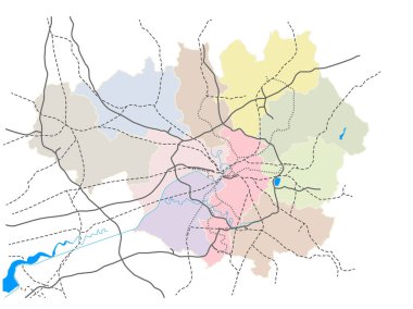 Vektör harita Manchester (İngiltere) ve Greater Manchester ulaşım planları