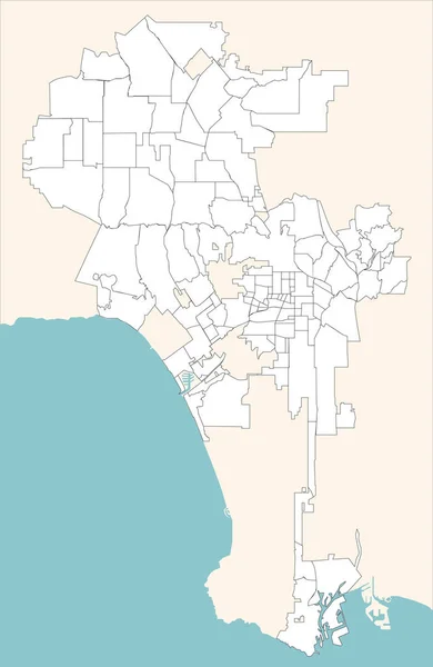 Los Angeles California Estados Unidos Mapa Vetorial — Vetor de Stock