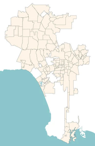 Los Angeles Kaliforniya Abd Vektör Haritası — Stok Vektör