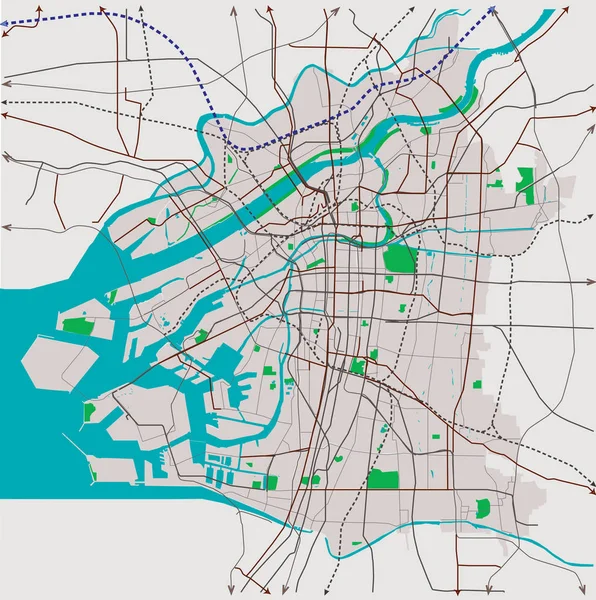 Осака Японія Перевезення Векторні Карти — стоковий вектор