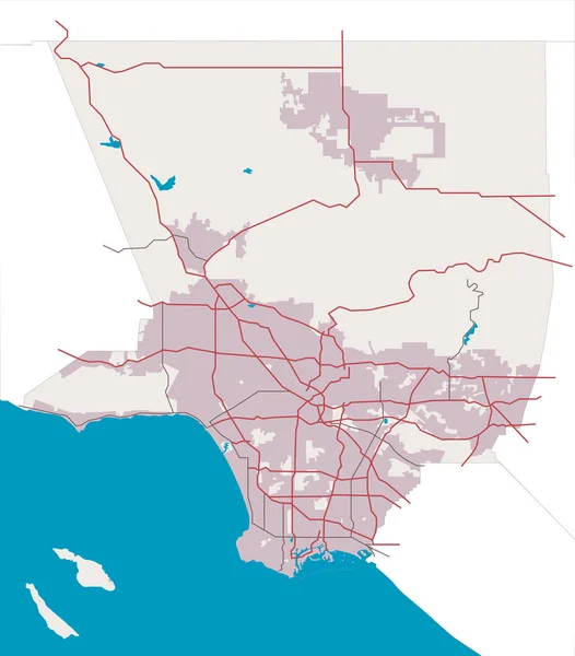 Mapa Vetorial Los Angeles County California Estados Unidos —  Vetores de Stock