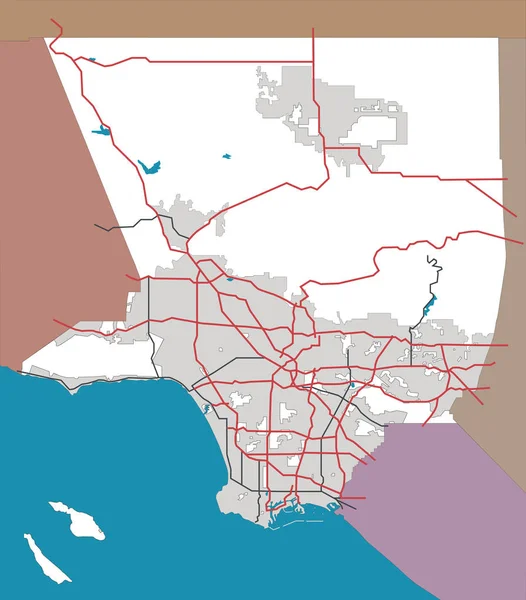 Mapa Del Vector Los Angeles County California Usa — Vector de stock
