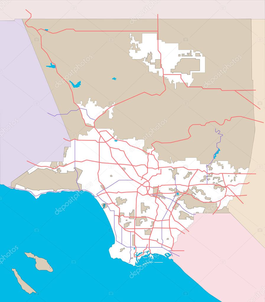 Los Angeles County, California (USA) vector map