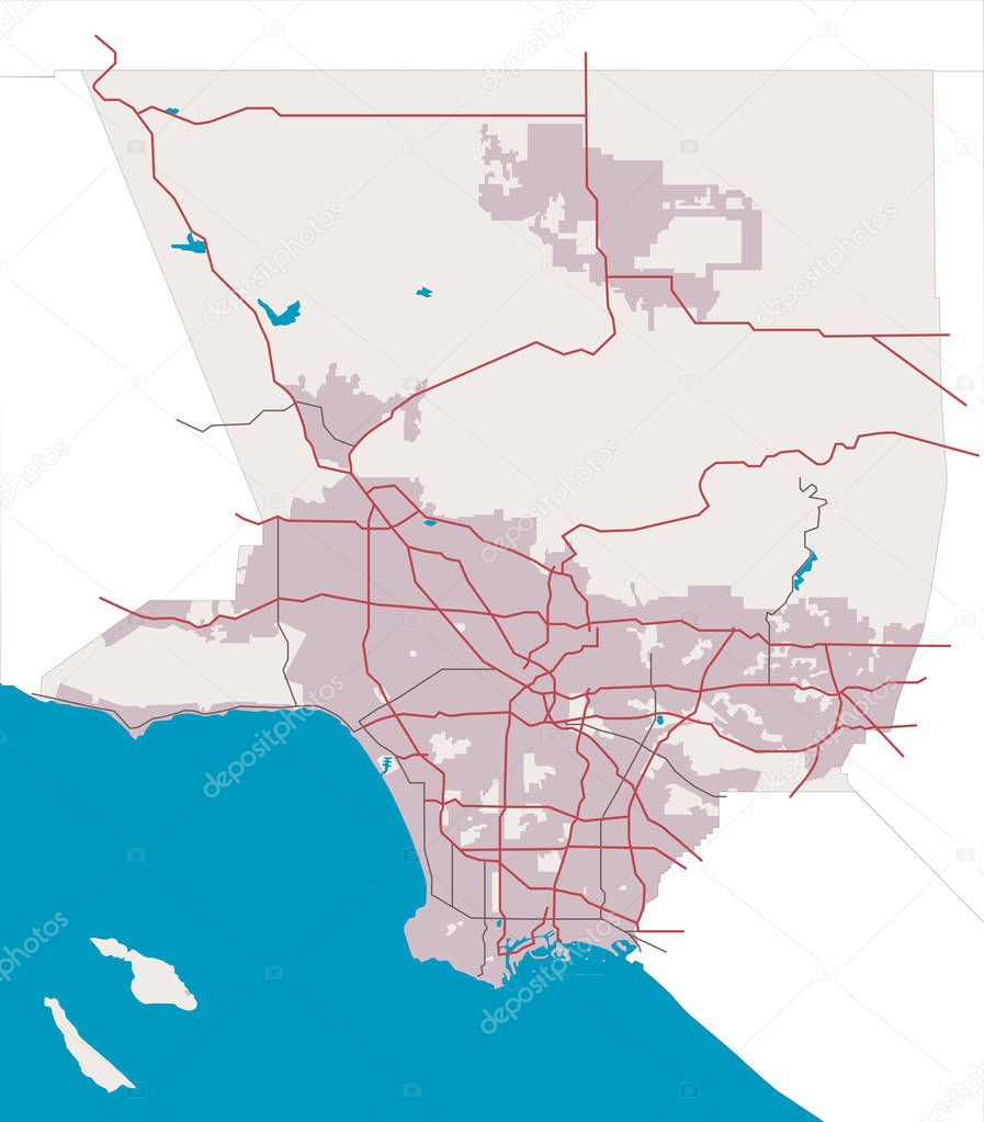 Los Angeles County, California (USA) vector map