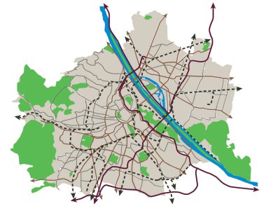 Viyana (Avusturya) ulaşım vektör harita