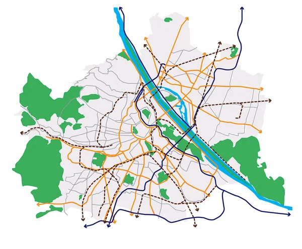 Wien Österreich Verkehrsvektorkarte — Stockvektor