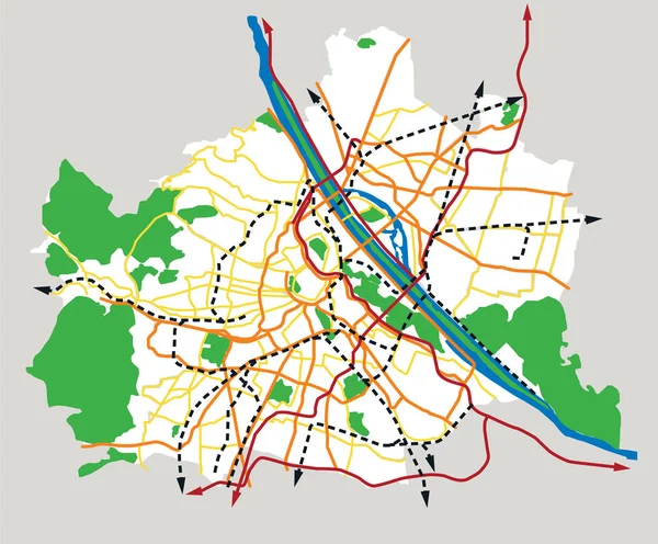 Wiedeń Austria Transport Wektor Mapa — Wektor stockowy