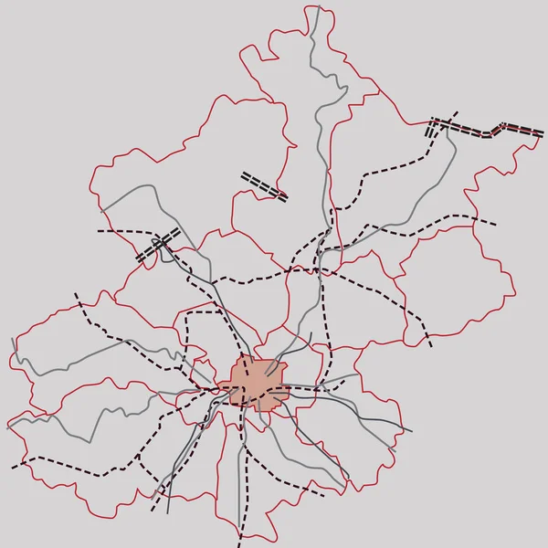 Beijing Chińska Republika Ludowa Oraz Pekinie Gmina Dróg Dojazdu Mapa — Wektor stockowy