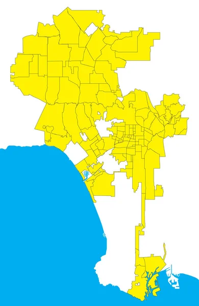 Los Angeles Kaliforniya Abd Vektör Haritası Resmi Mavi Altın Rengi — Stok Vektör