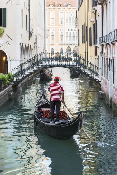 Venice Street Vertical Cityscape Small Rio Lalboro Canal Forged Bridge Stock Picture