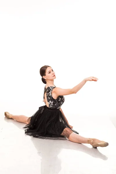 Belle Jeune Ballerine Isolée Sur Fond Blanc Pointes Tutu Ballet — Photo
