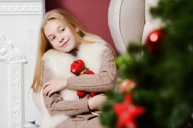 güzel, Bebek, Noel, ağaç, gülümseme, kış, Dekorasyon