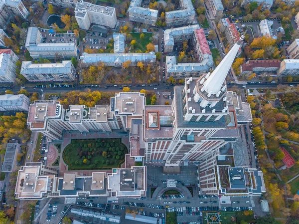 Flygfoto Över Höstens Moskva Och Triumph Palace Stockfoto