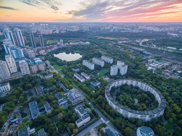 Předměstí Moskvy Západ Slunce Letecký Snímek — Stock fotografie