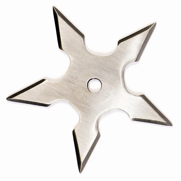 Izole gümüş shuriken — Stok fotoğraf