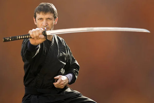 Ninja with sword — Stock Photo, Image