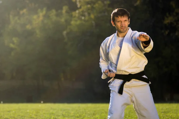 Maestro di karate all'aperto — Foto Stock