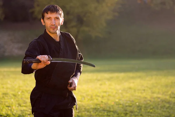 Ninja with sword — Stock Photo, Image